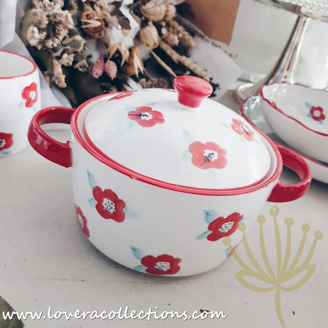 *70% OFF CLEARANCE PROMO* Handmade Red Floral Teapot