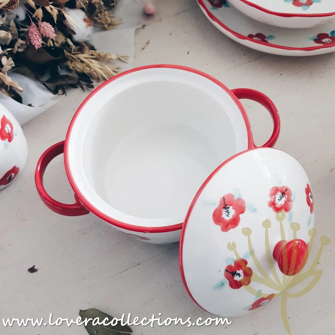 *70% OFF CLEARANCE PROMO* Handmade Red Floral Teapot
