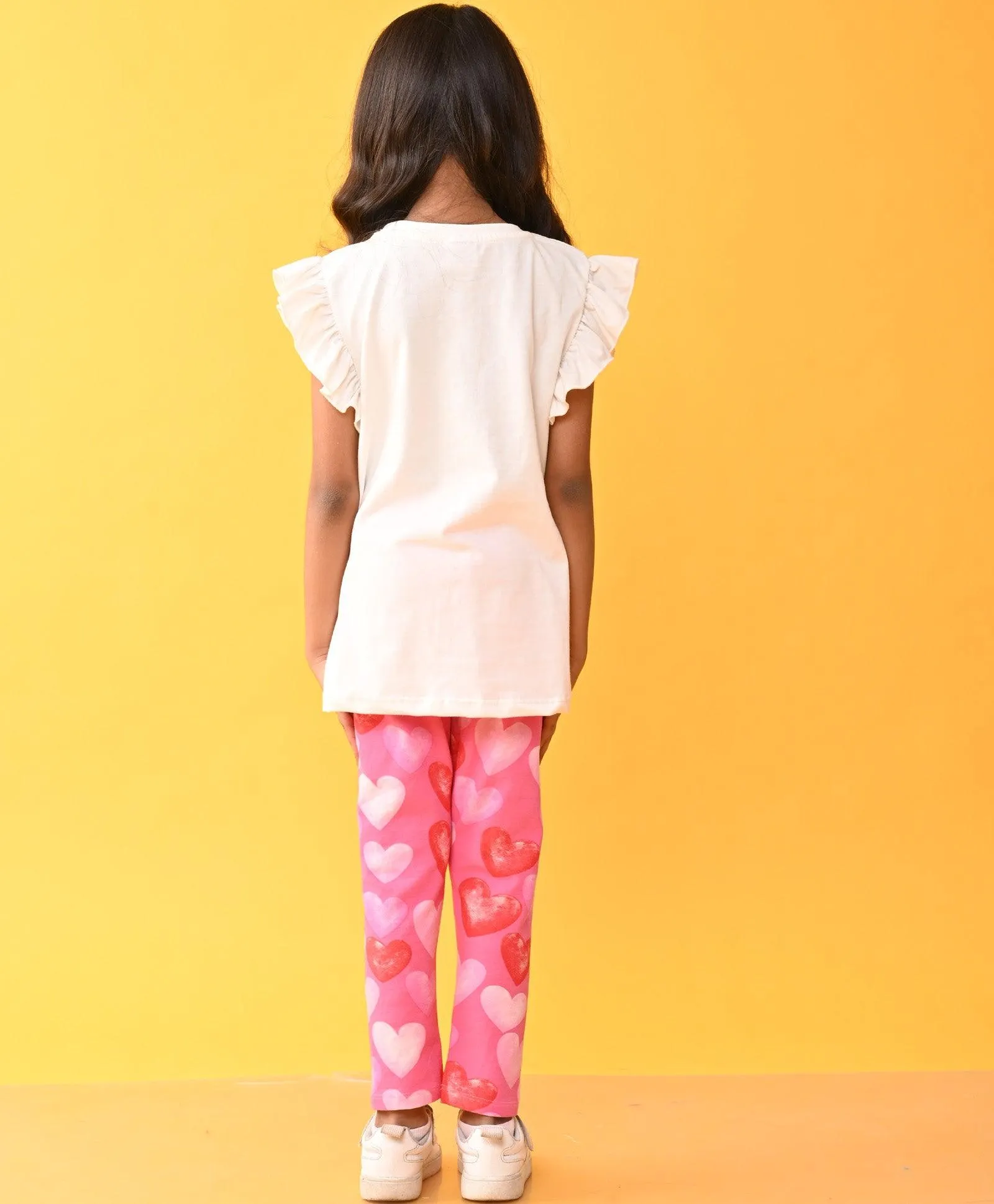 ARTIST TSHIRT HEART PINK LEGGINGS SET - WHITE/PINK