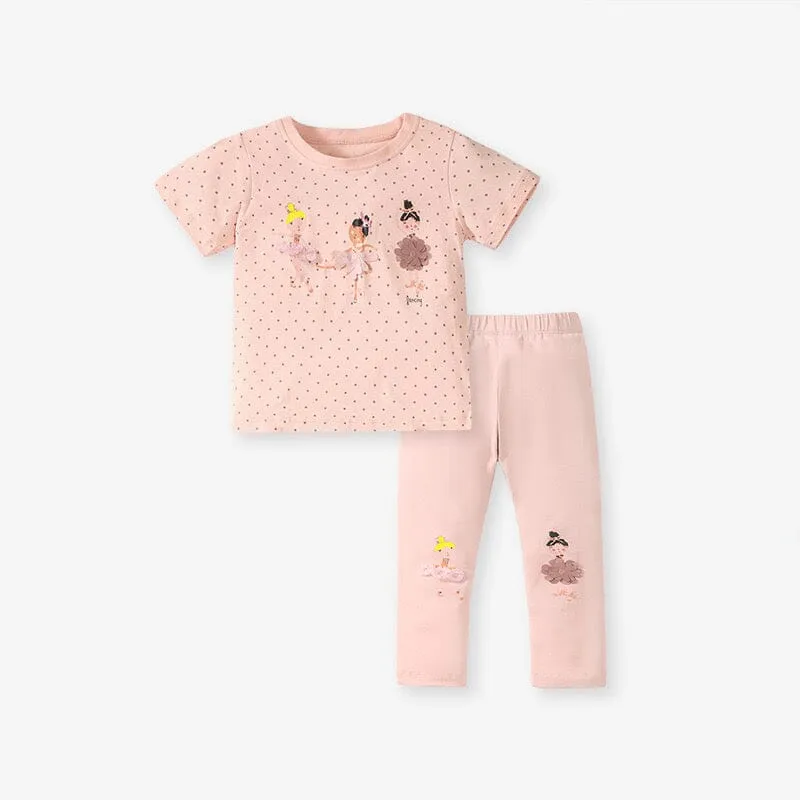 Ballet Girls Dots Short Sleeve Summer Set