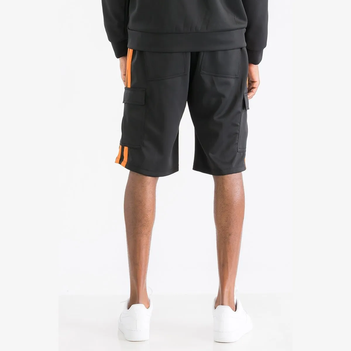 Black & Orange Cargo Pocket Track Shorts