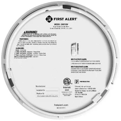 First Alert Alarm Smoke DC10 with VCE SM210V Clam Tray