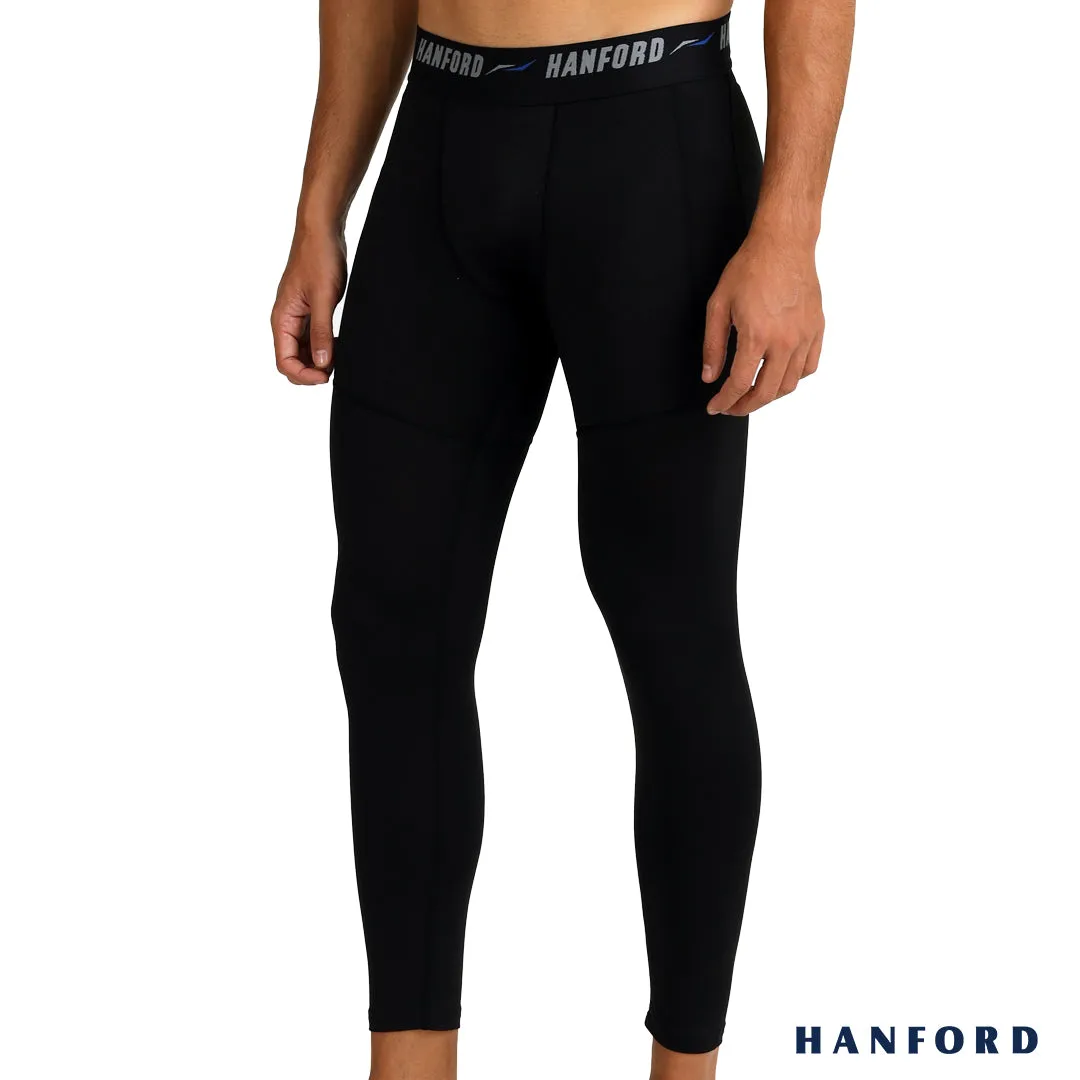Hanford Athletic Men Pro Cool 2.0 Quick Dry Compression Ankle Length - Black/Blue Line (Single Pack)