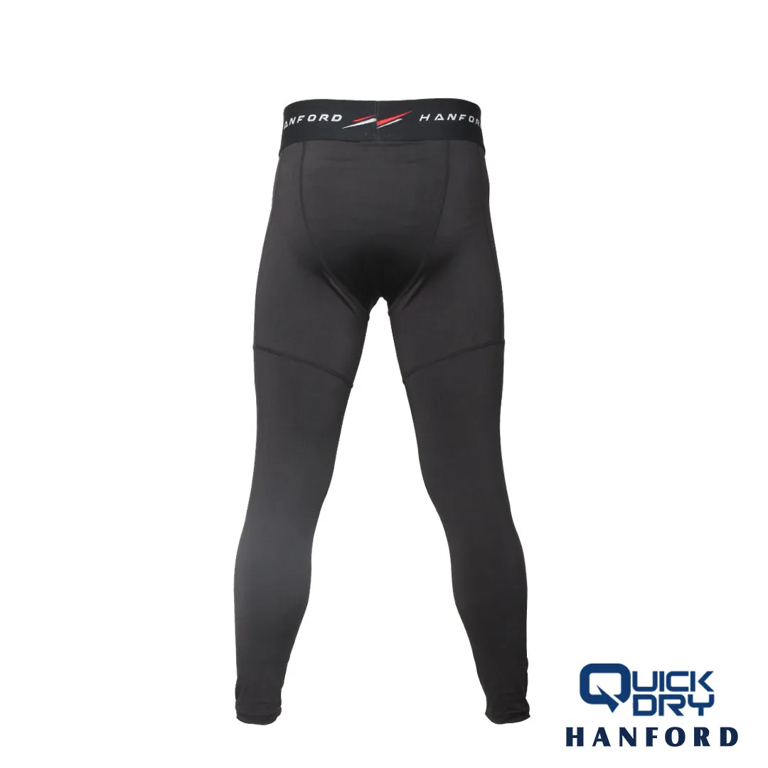 Hanford Athletic Men Pro Cool 2.0 Quick Dry Compression Ankle Length - Black/Red Line (Single Pack)