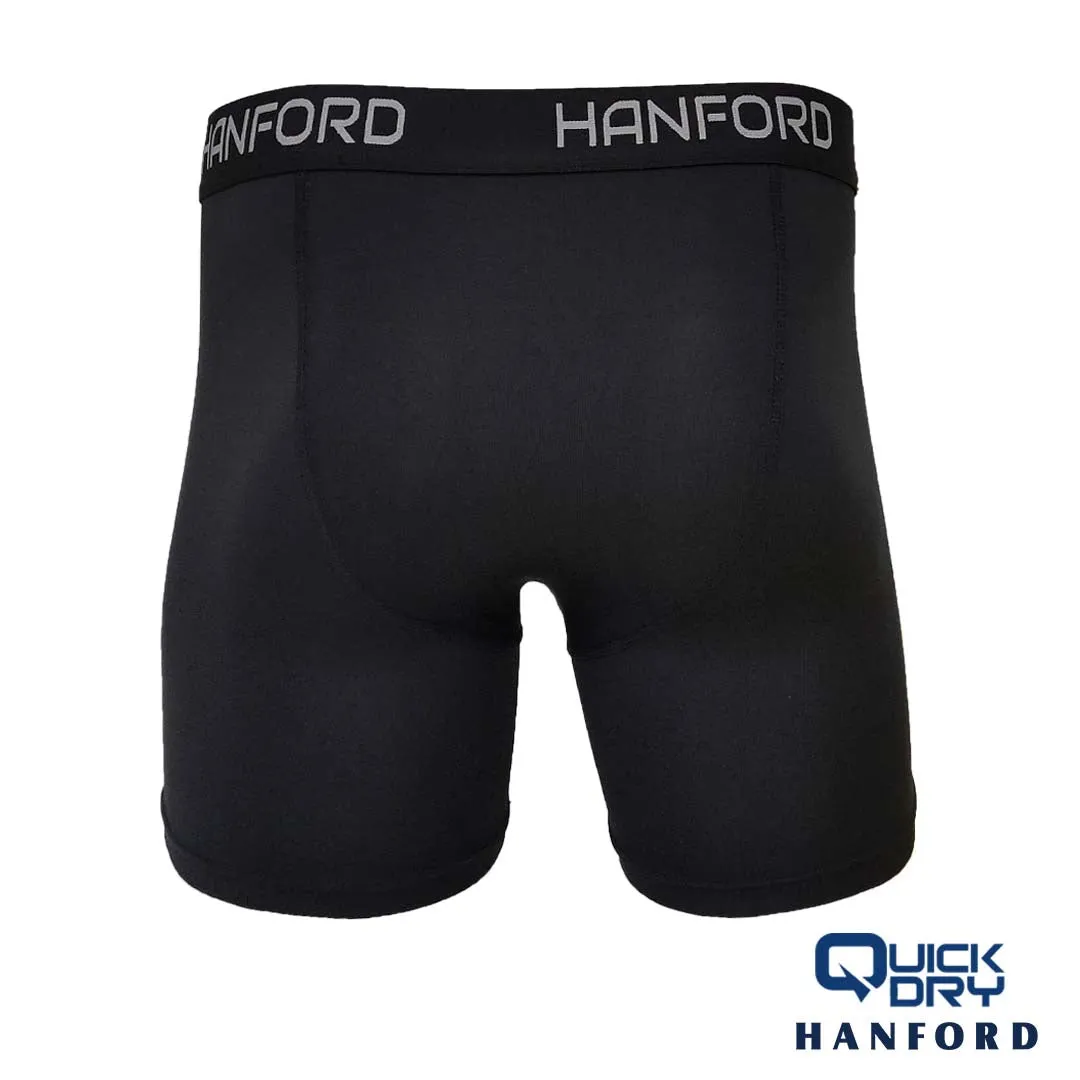 Hanford Athletic Men Pro Cool 2.0 Quick Dry Compression Boxer Shorts Flex01 - Black (Single Pack)