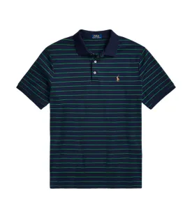Men's Classic Fit Soft Cotton Polo Shirt Athletic Green/Refined Navy