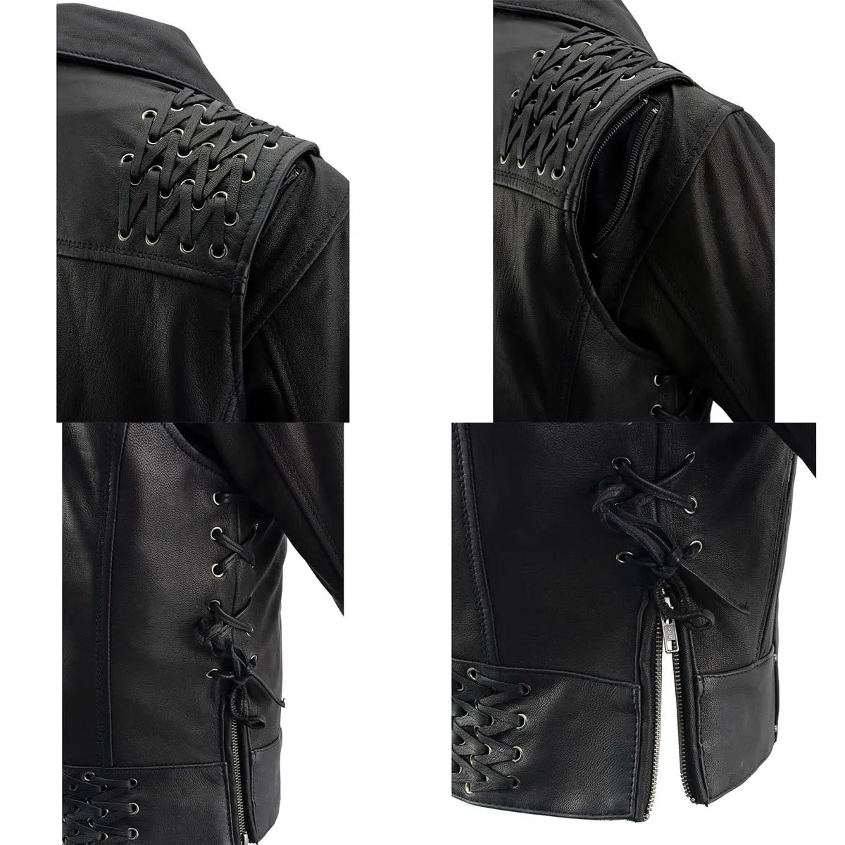 Milwaukee Leather MLL2525 Women's Black Leather Lightweight Lace to