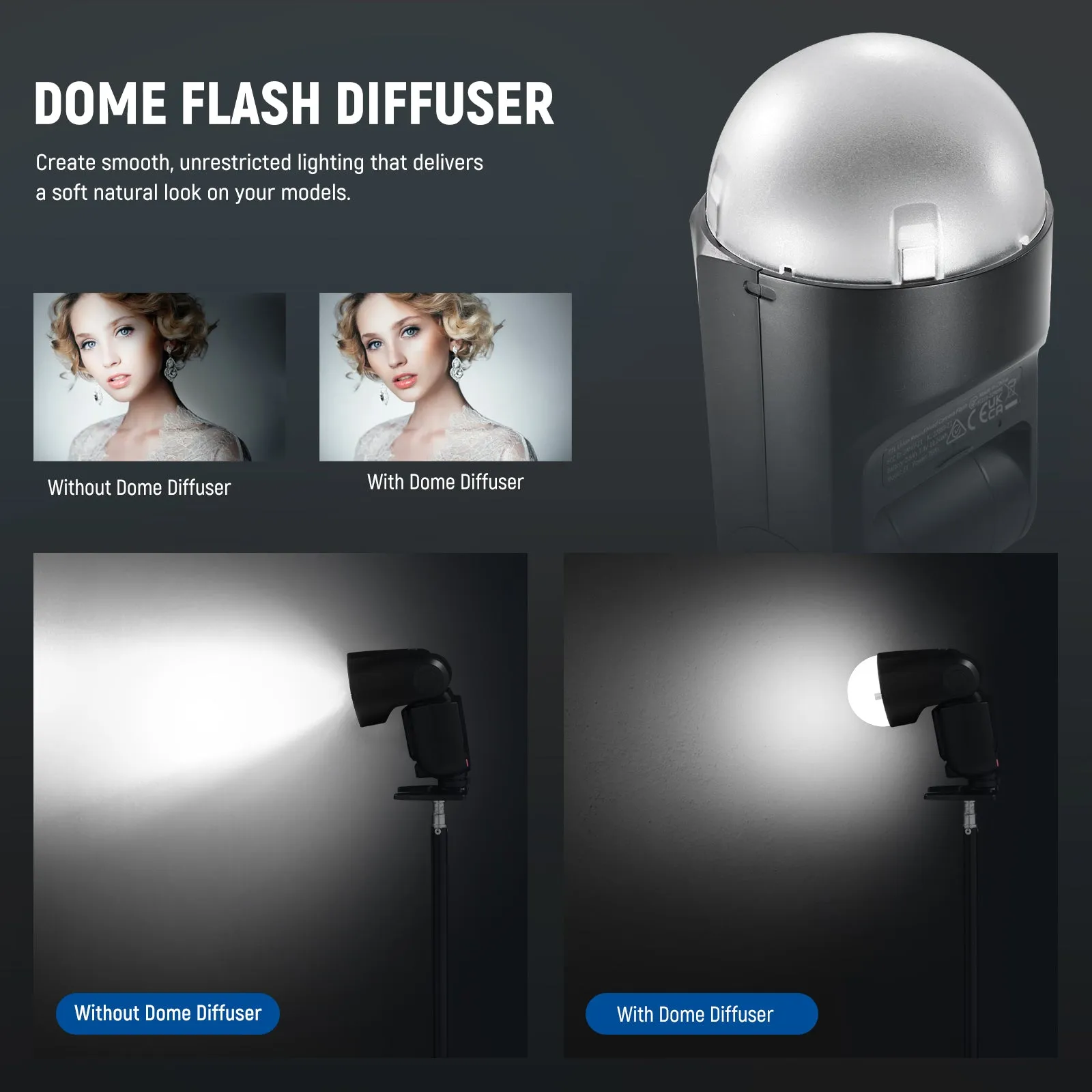 NEEWER M12 Magnetic Dome Diffuser for Z1/Z2 Speedlite Flash