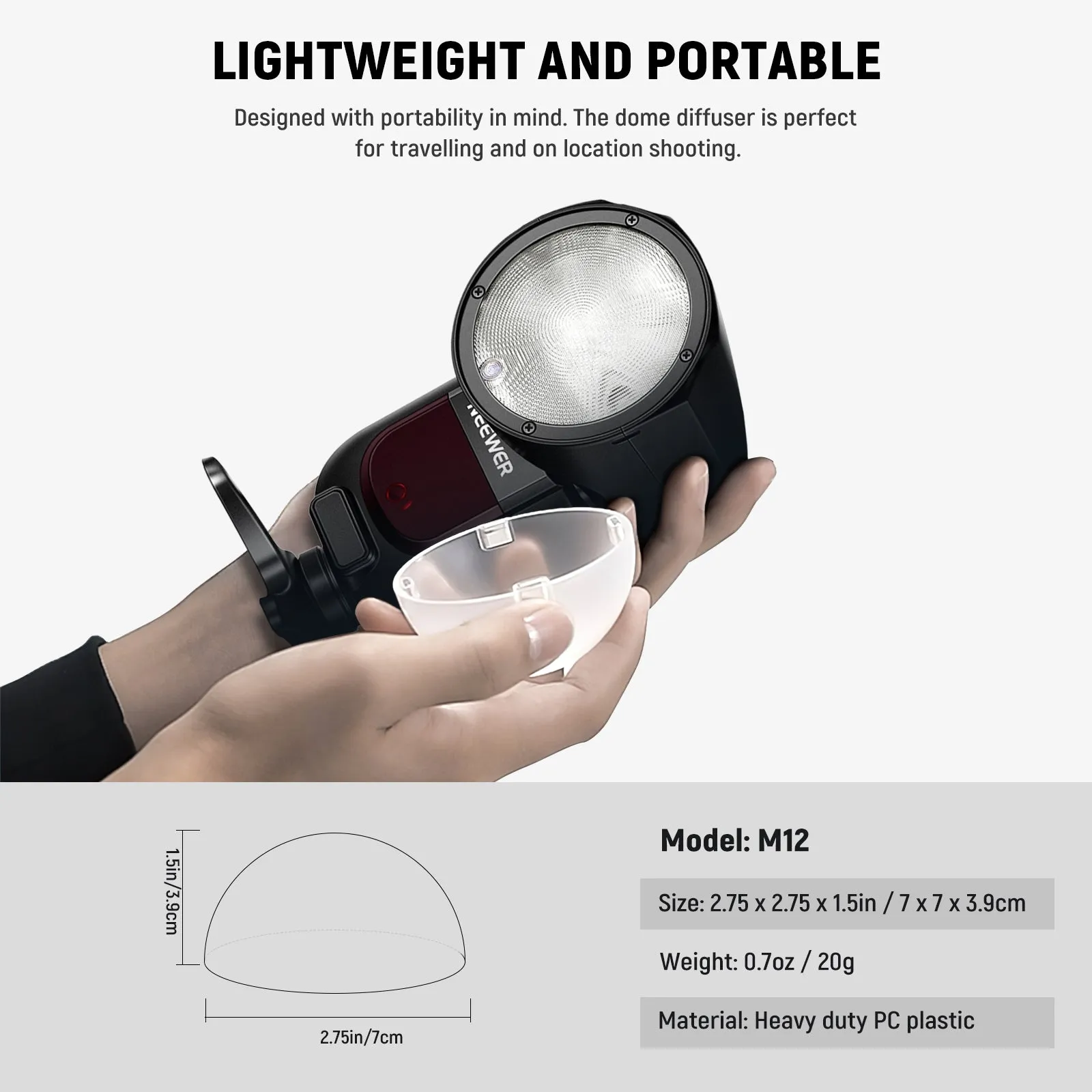 NEEWER M12 Magnetic Dome Diffuser for Z1/Z2 Speedlite Flash