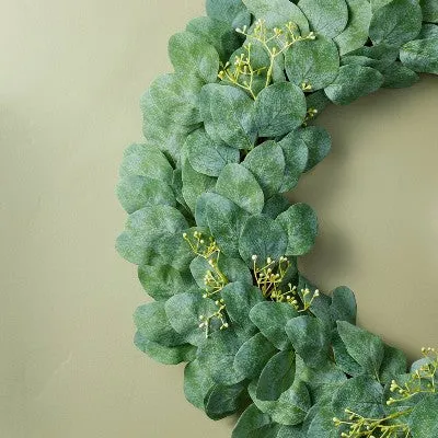 New - 26" Faux Seeded Eucalyptus Wreath - Hearth & Hand with Magnolia