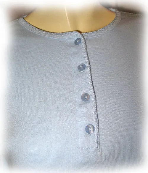 NEW NWT Womens Tops Light BLUE Long Sleeve Button Winter Layering T-SHIRT TOP Medium