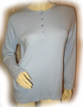NEW NWT Womens Tops Light BLUE Long Sleeve Button Winter Layering T-SHIRT TOP Medium