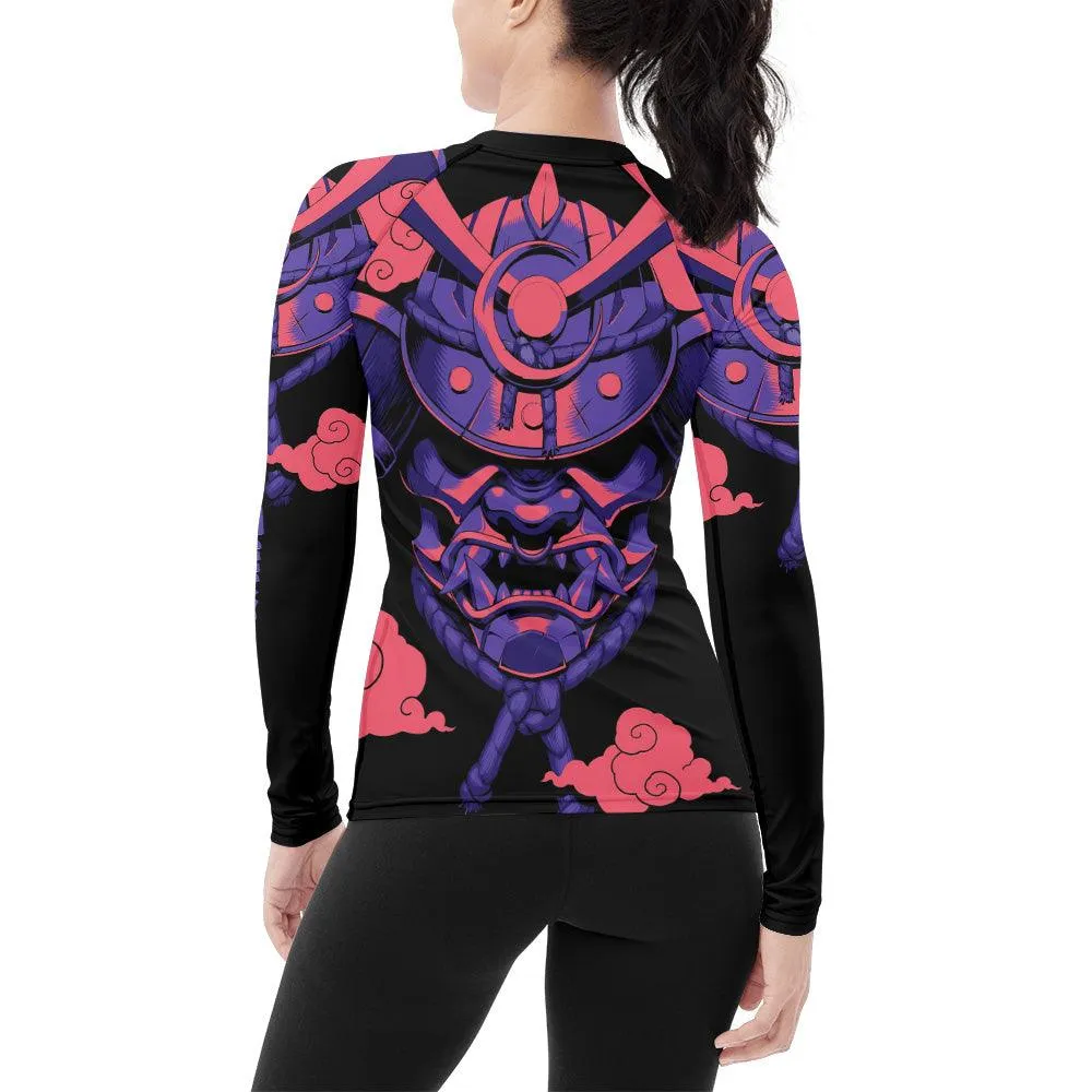 Personalized Devil Shogun Helmet Women's Long Sleeve Rash Guard