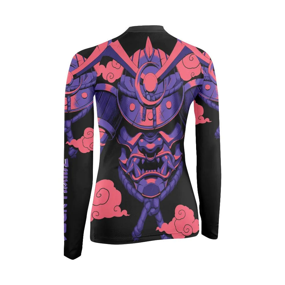 Personalized Devil Shogun Helmet Women's Long Sleeve Rash Guard