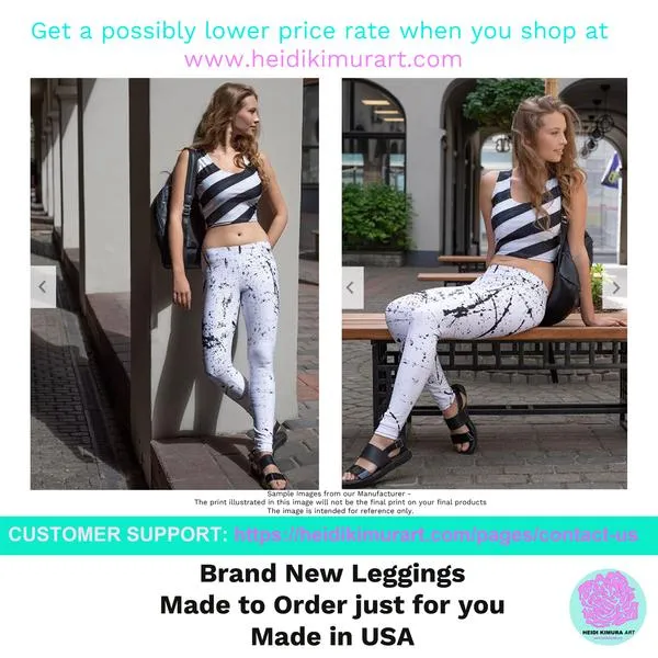 Pink Abstract Yoga Leggings, Unicorn Pastel Light Pink Blue Women's Long Tights-Made in USA/EU