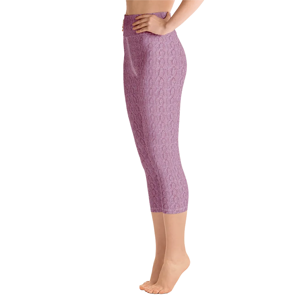 Pink Cable Knit Capri Yoga Pants
