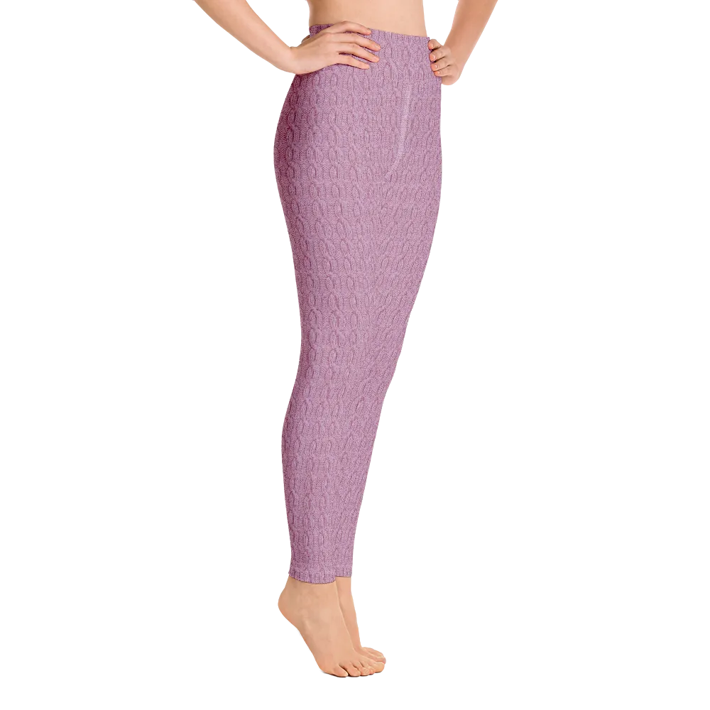 Pink Cable Knit Yoga Pants