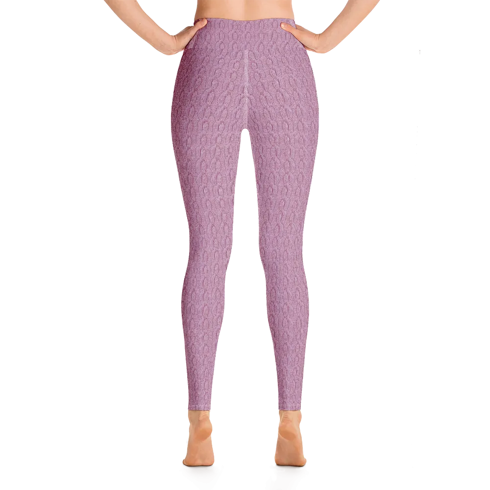 Pink Cable Knit Yoga Pants