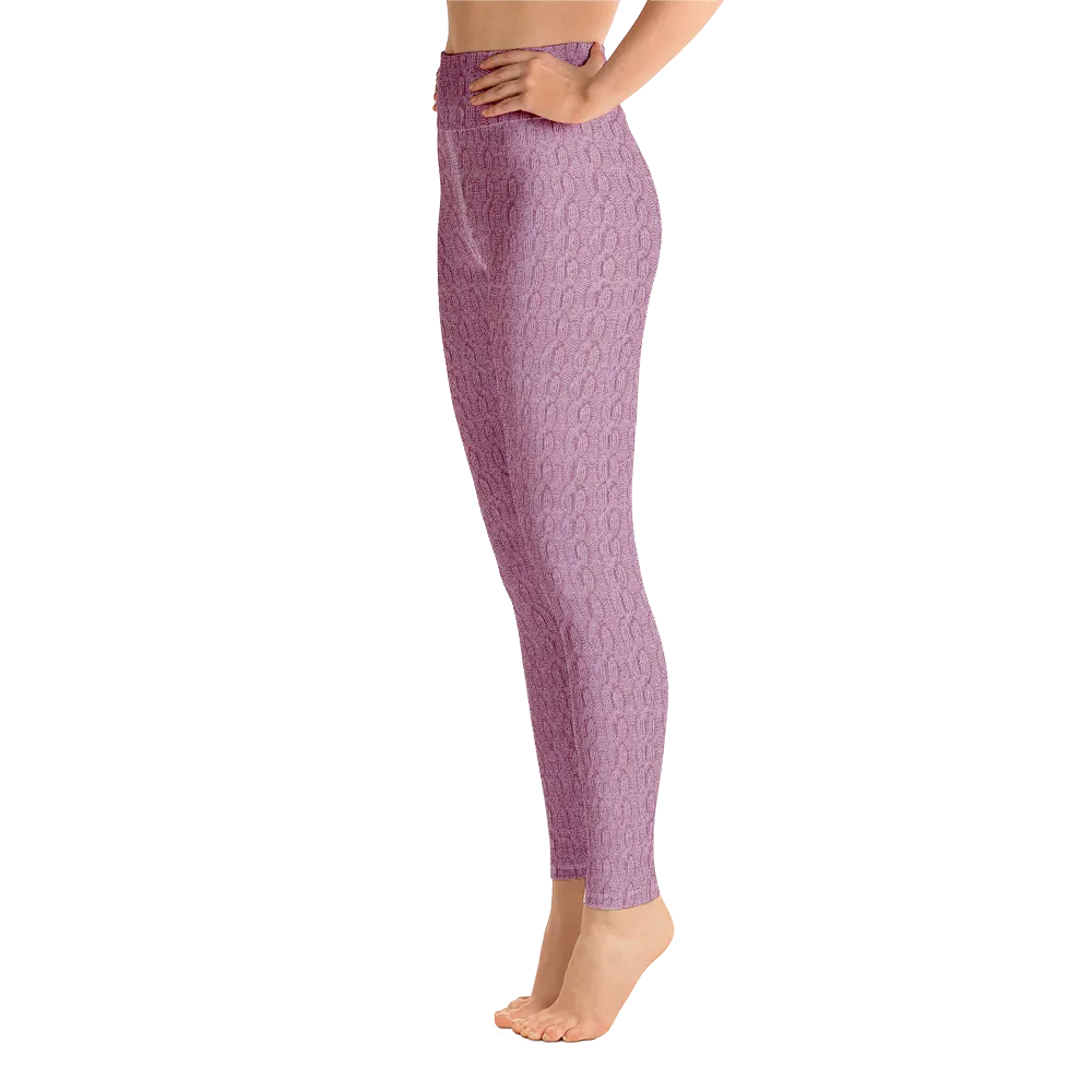 Pink Cable Knit Yoga Pants