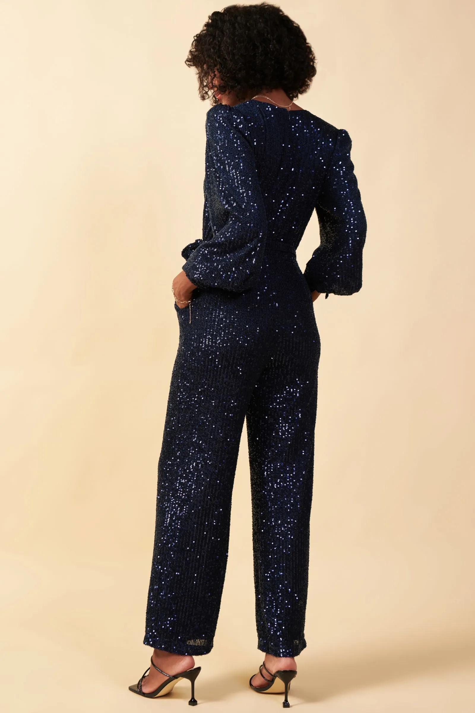 Sequin Wrap Jumpsuit