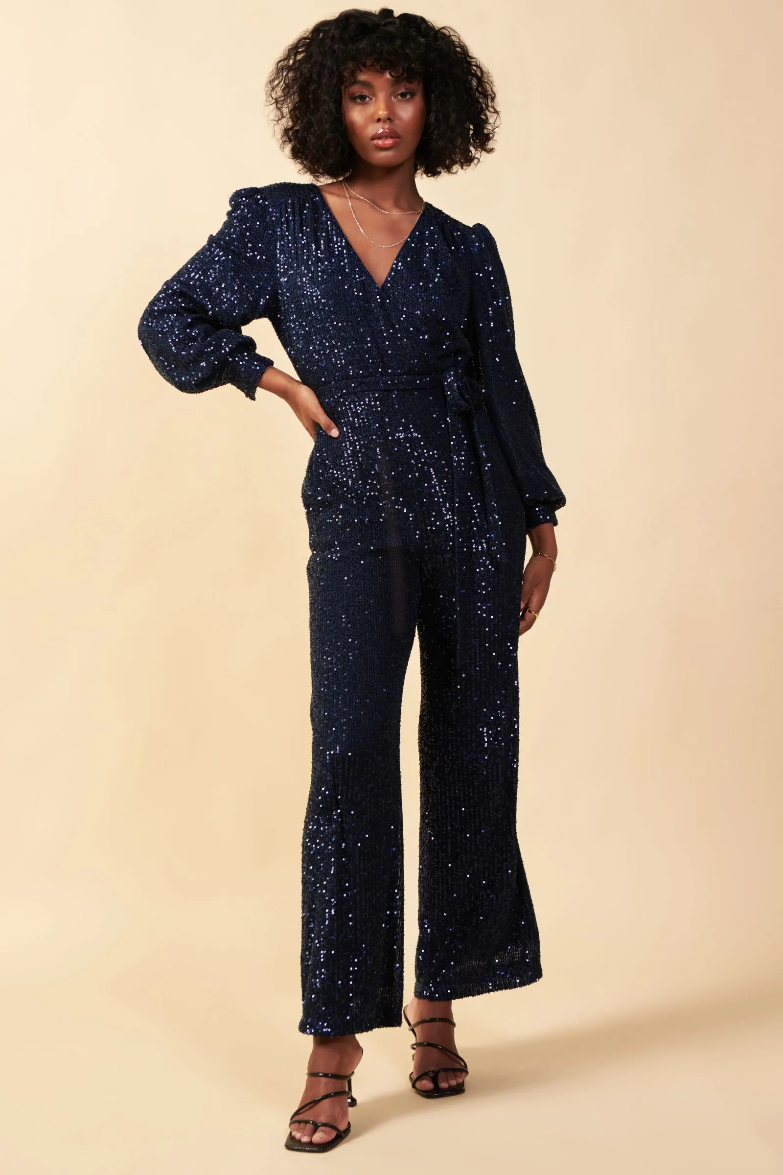 Sequin Wrap Jumpsuit