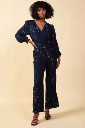 Sequin Wrap Jumpsuit