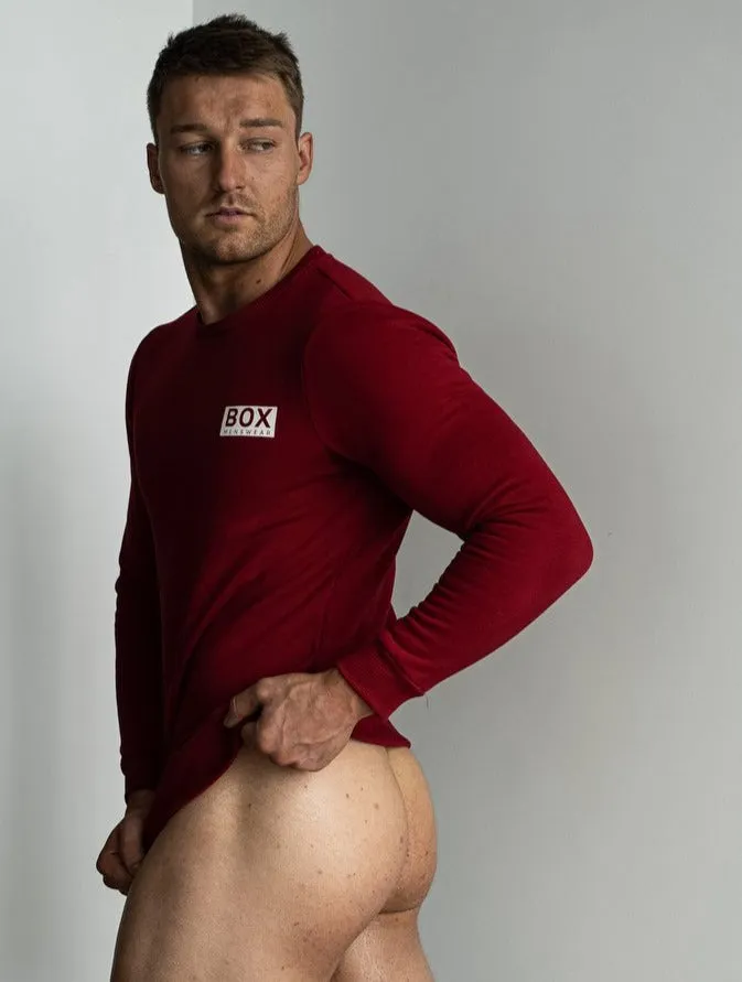 Slim Fit Crew Neck Jumper - Dark Red