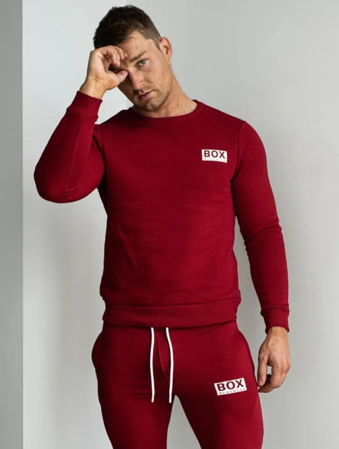Slim Fit Crew Neck Jumper - Dark Red