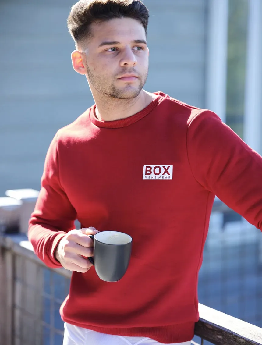 Slim Fit Crew Neck Jumper - Dark Red