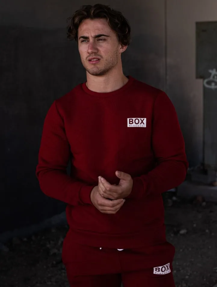 Slim Fit Crew Neck Jumper - Dark Red