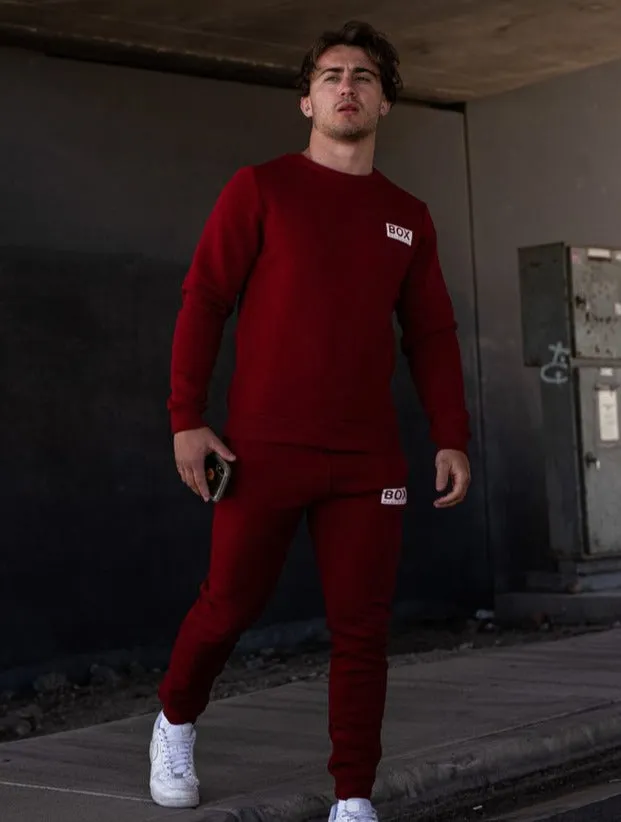 Slim Fit Crew Neck Jumper - Dark Red