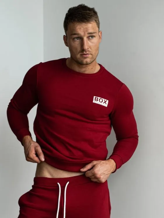 Slim Fit Crew Neck Jumper - Dark Red