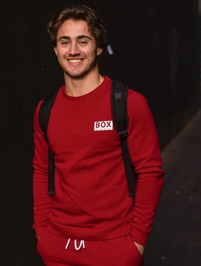 Slim Fit Crew Neck Jumper - Dark Red