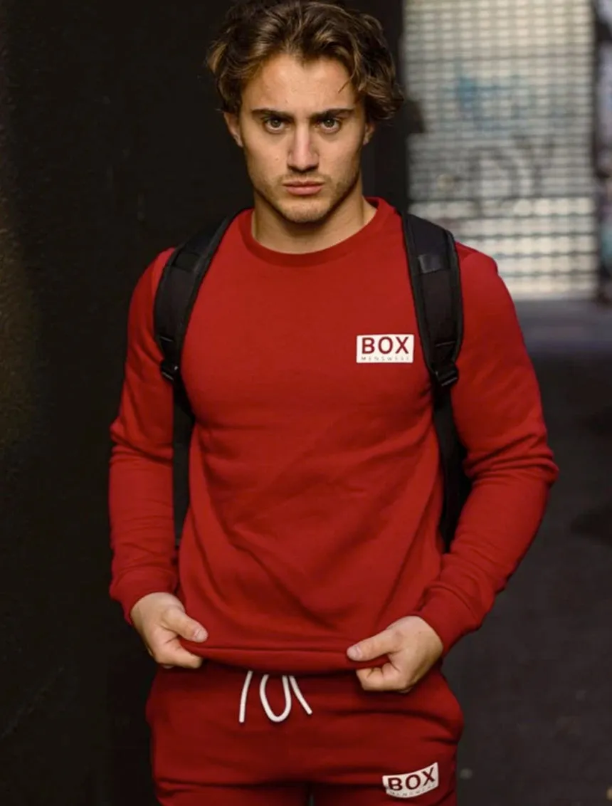 Slim Fit Crew Neck Jumper - Dark Red