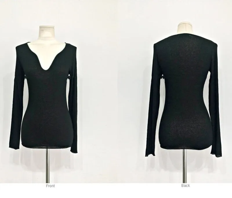 Summer Sexy Korean Style Skinny Long Sleeve Tops