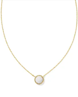 Volleyball Short Pendant Necklace Gold White MOP